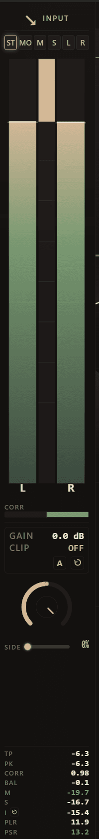 Input meter sidebar