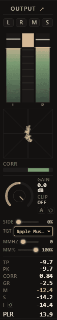 Output meter sidebar