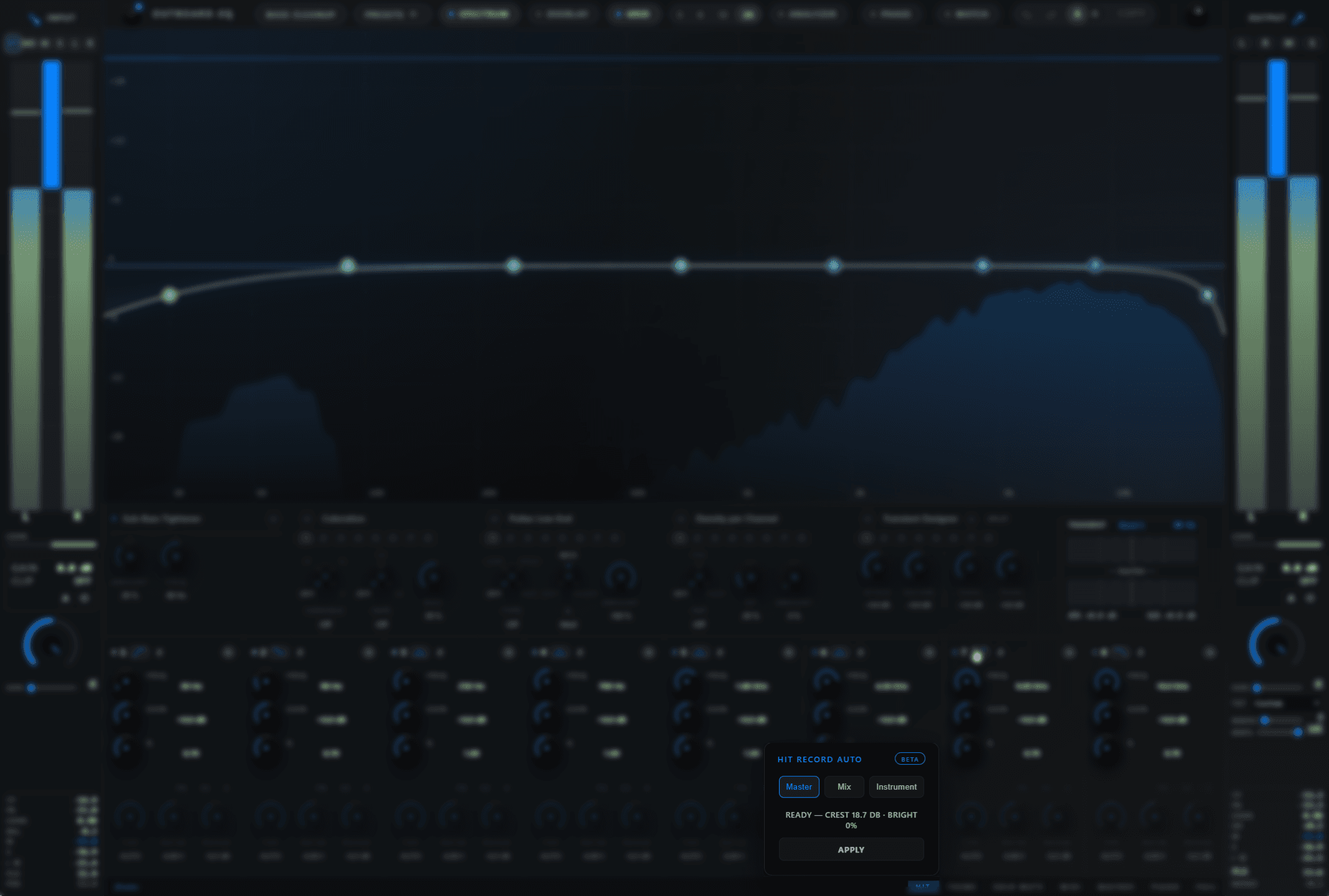 The Hit Record AUTO popover, highlighted over the softly blurred plugin UI