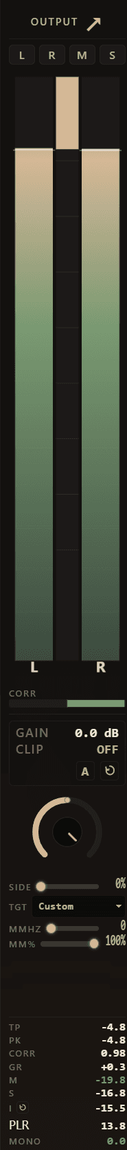 Output meter sidebar
