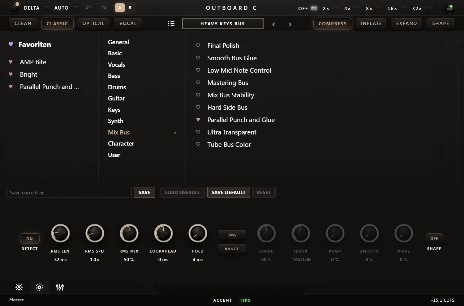 76 Presets, Favoriten, A/B