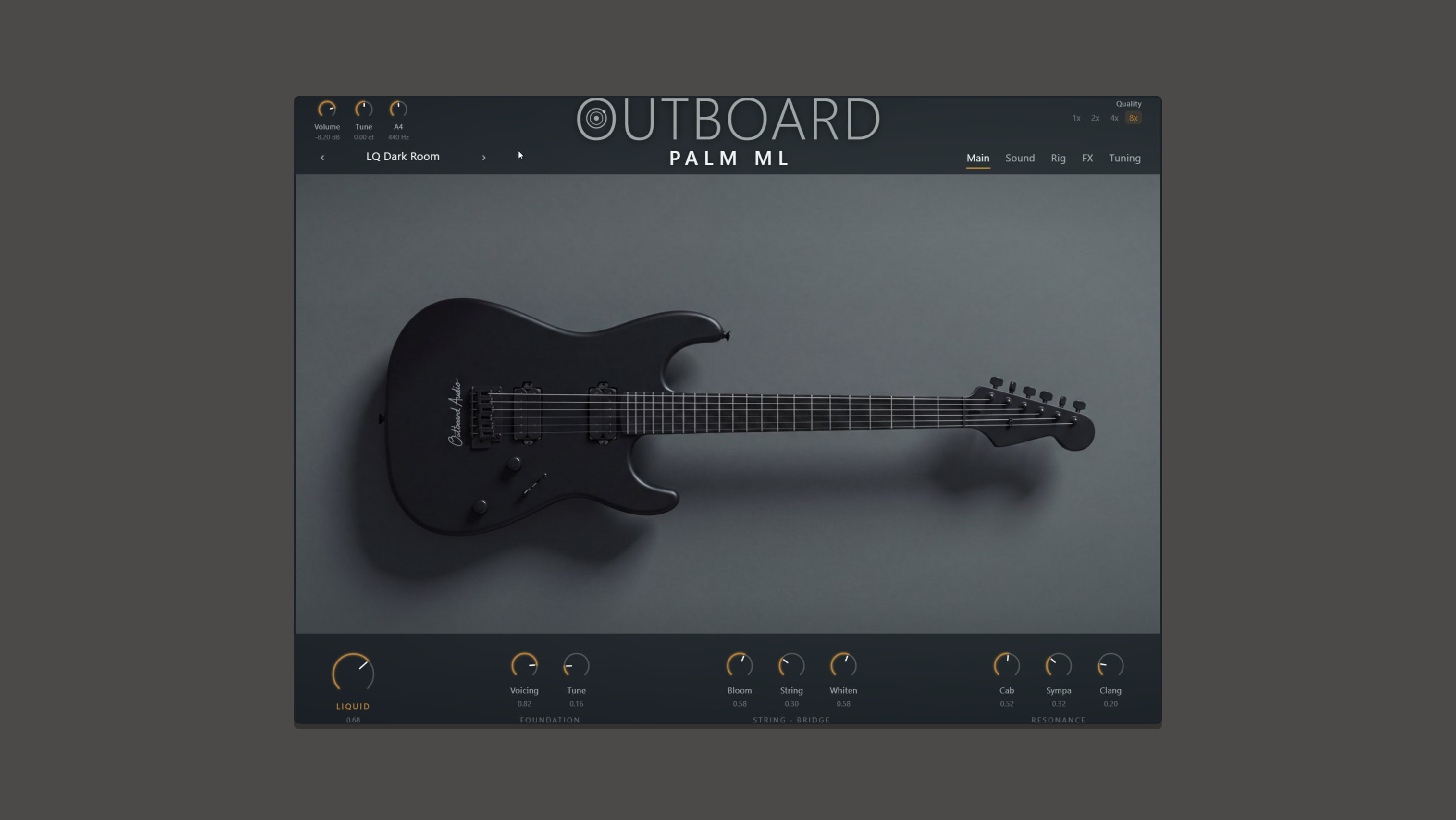 Outboard PalmML plugin interface on a wide background, 16:9