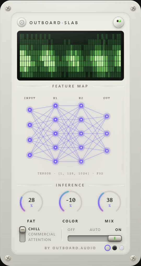 Outboard-Slab plugin interface, full window, Vintage theme