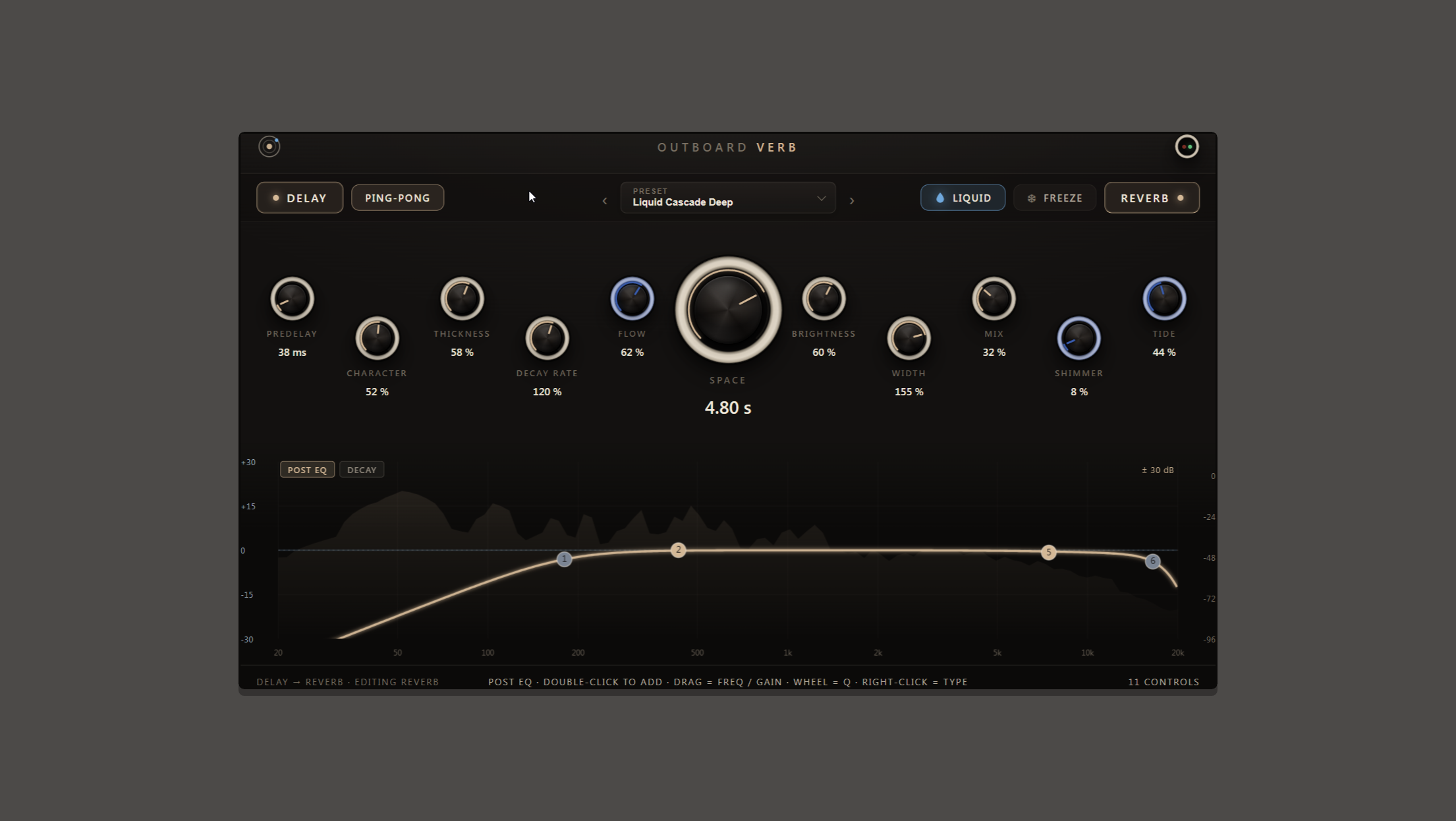 Outboard-Verb plugin interface on a wide background, 16:9